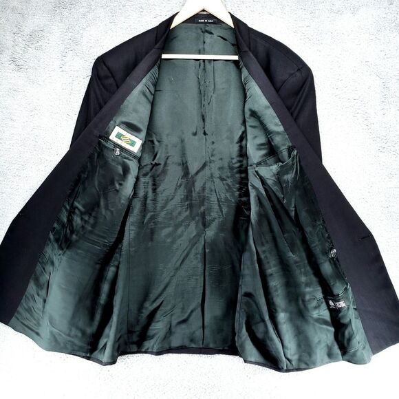 Vintage Joseph Abboud Double Breasted Blazer Jacket Mens 46L Wool Blue - Picture 9 of 16